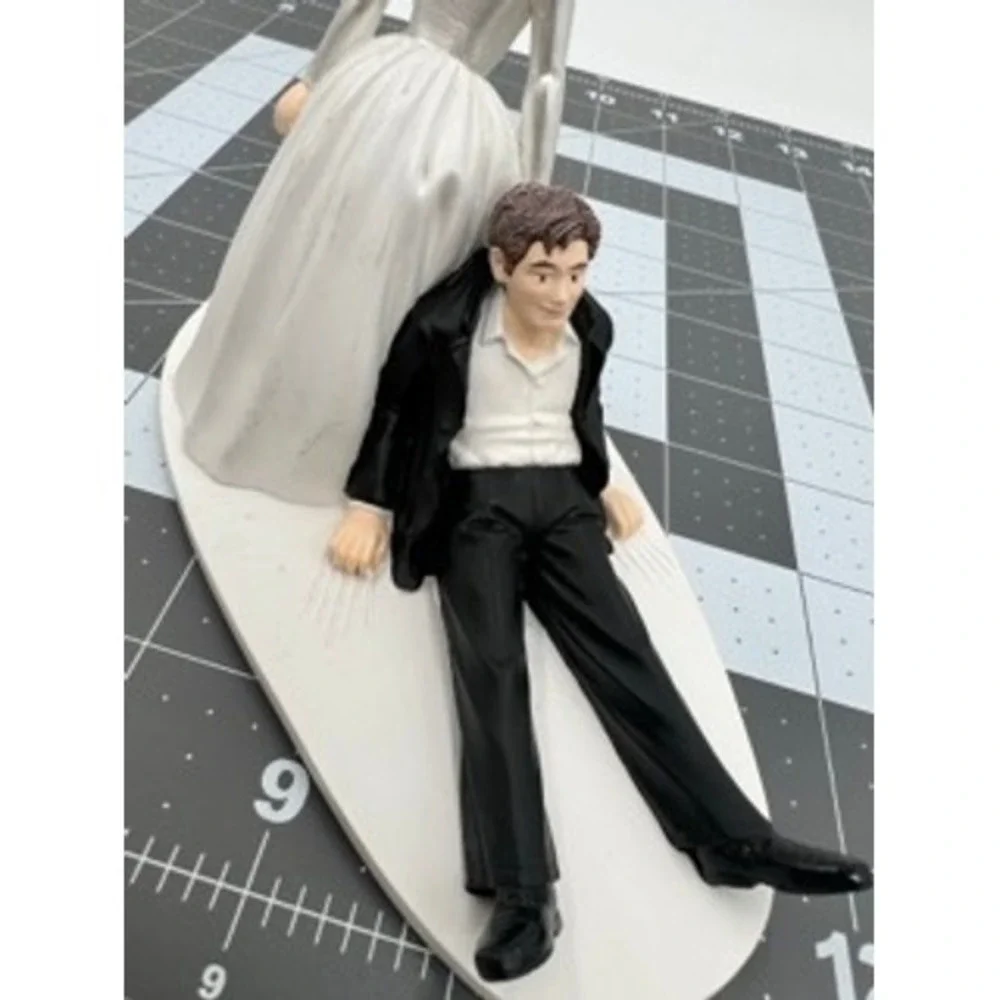 Funny Wedding Cake Topper Bride Dragging Groom Reluctant Groom Figurine Keepsake